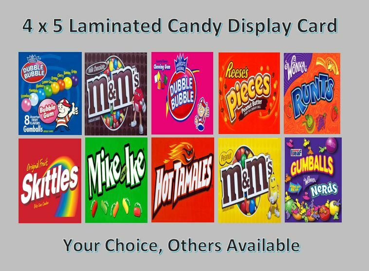 Laminated 4 x 5 Bulk Candy Machine Vending Labels Display card