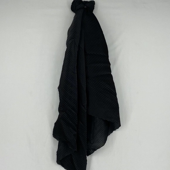 Calvin Klein Womens One Size Evening Wrap Scarf Pleated Black Rectangular