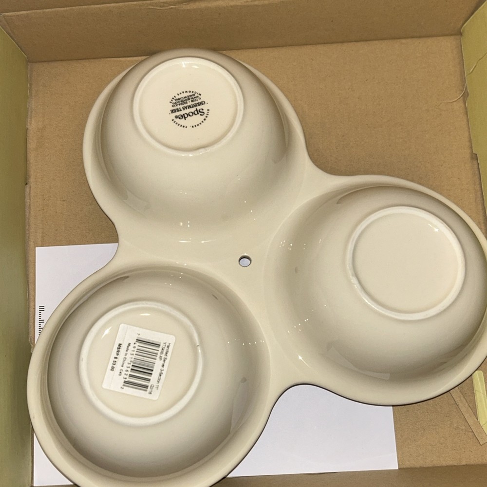 Spode Christmas Tree 3 Section Server with Tree Handle 11”