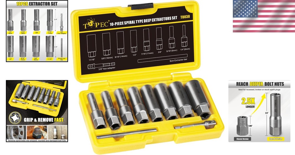 Professional 10-Piece Bolt Extractor Set