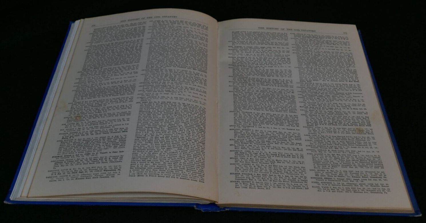 History Of The 110th Infantry (10th PA) Of The 28th Division Book, 1920 First Ed