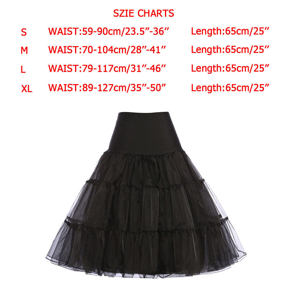 50S Women Petticoat Underskirt Retro Crinoline Half Slips Rockabilly Tutu Skirt