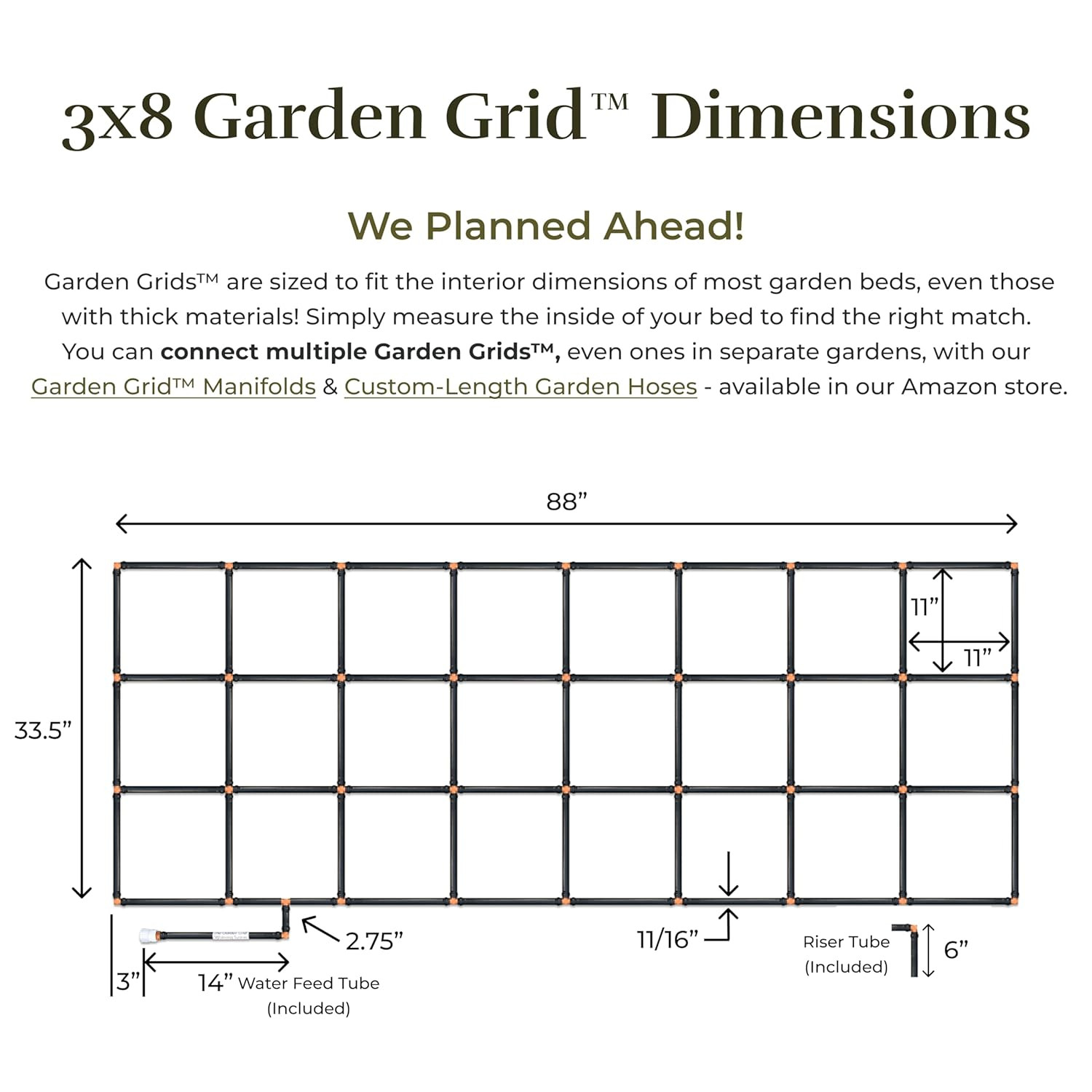 The Garden Grid | Pre-Assembled Garden Bed Watering System – Waters Every Plant