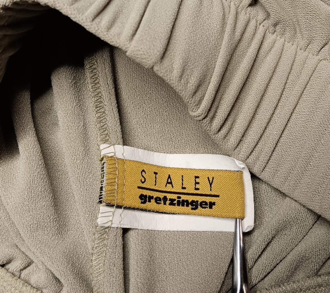 Vintage Staley Gretzinger Art to Wear Pants S Green HandPainted Peacock Feathers