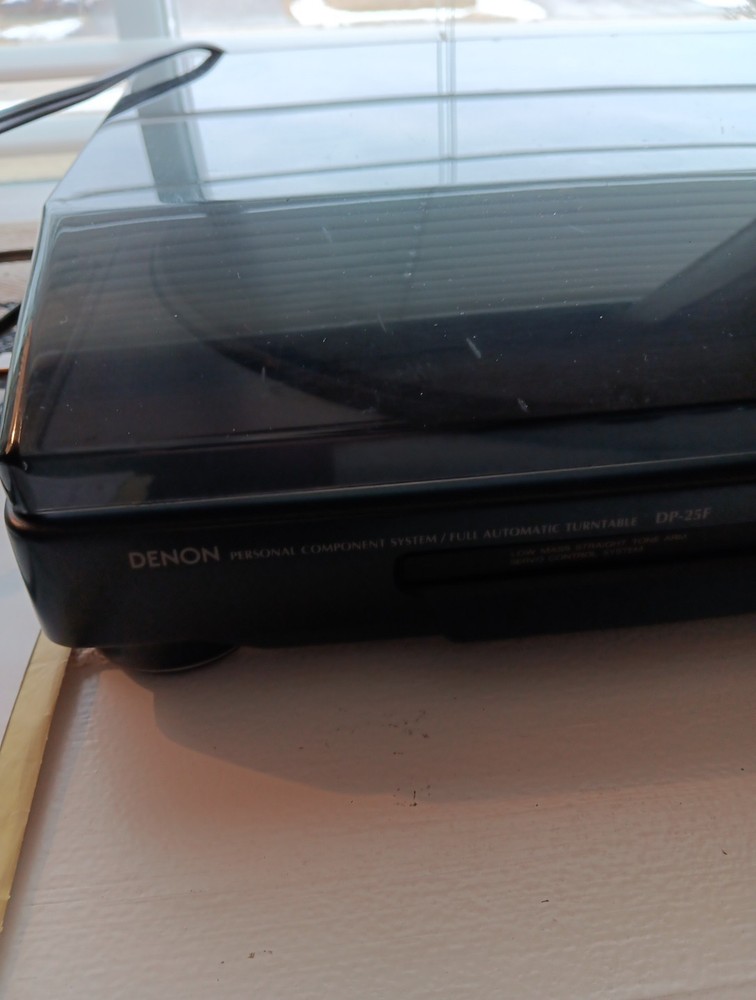 VTG DENON DP-25F FULL AUTOMATIC TURNTABLE w/OPERATING INSTRUCTIONS & Spindle