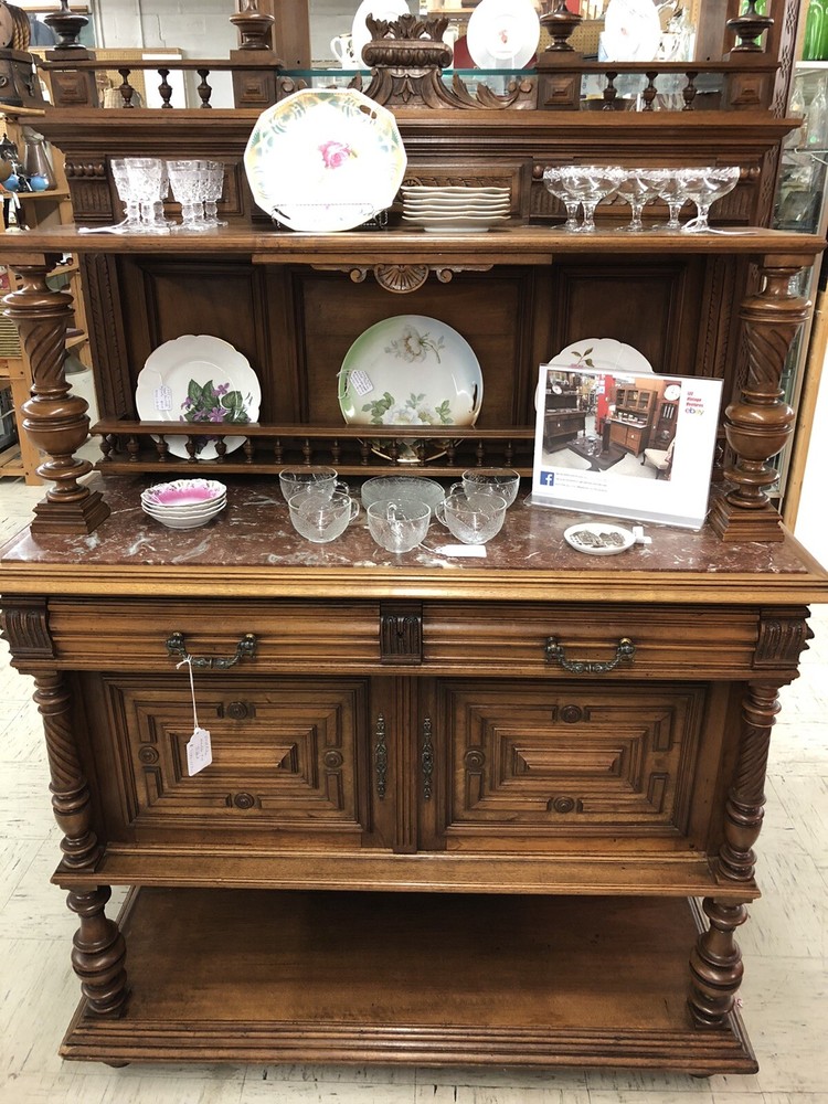 French European Victorian Server with marble top