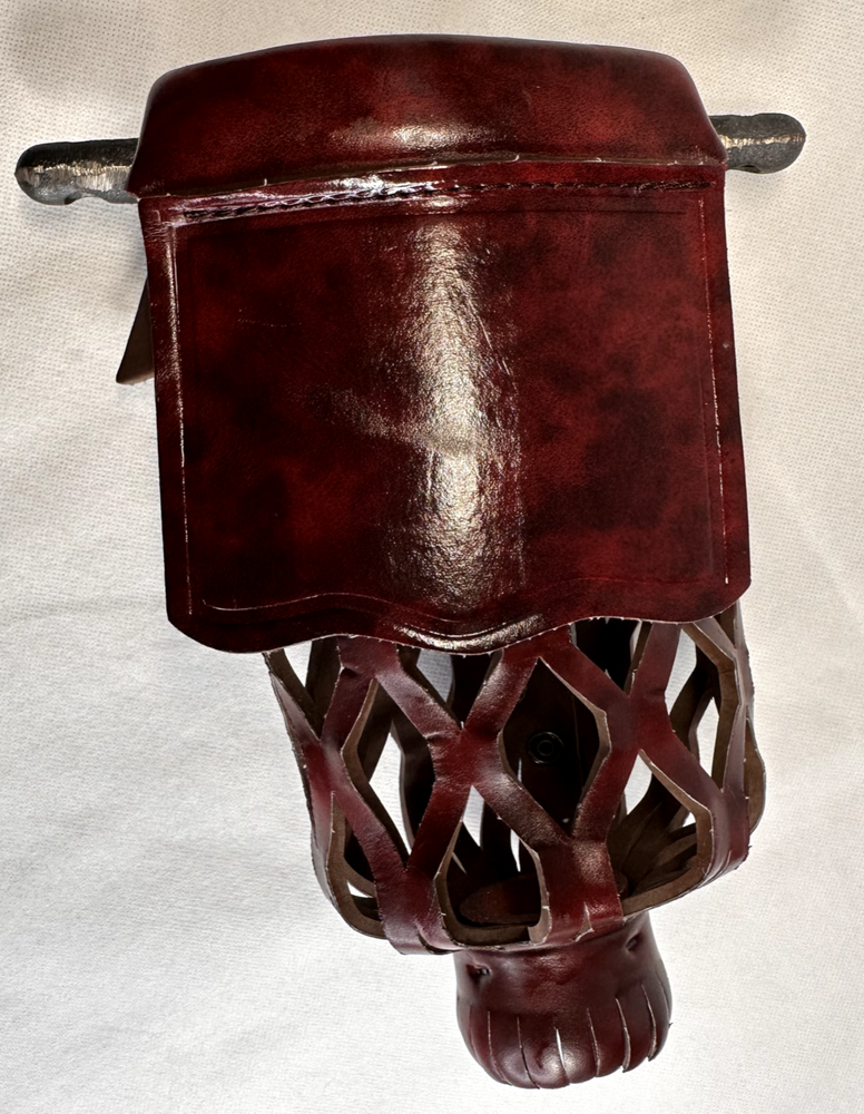 Burgundy Leather Sheild Pocket Pool Table Replacement Pocket Drop Bag