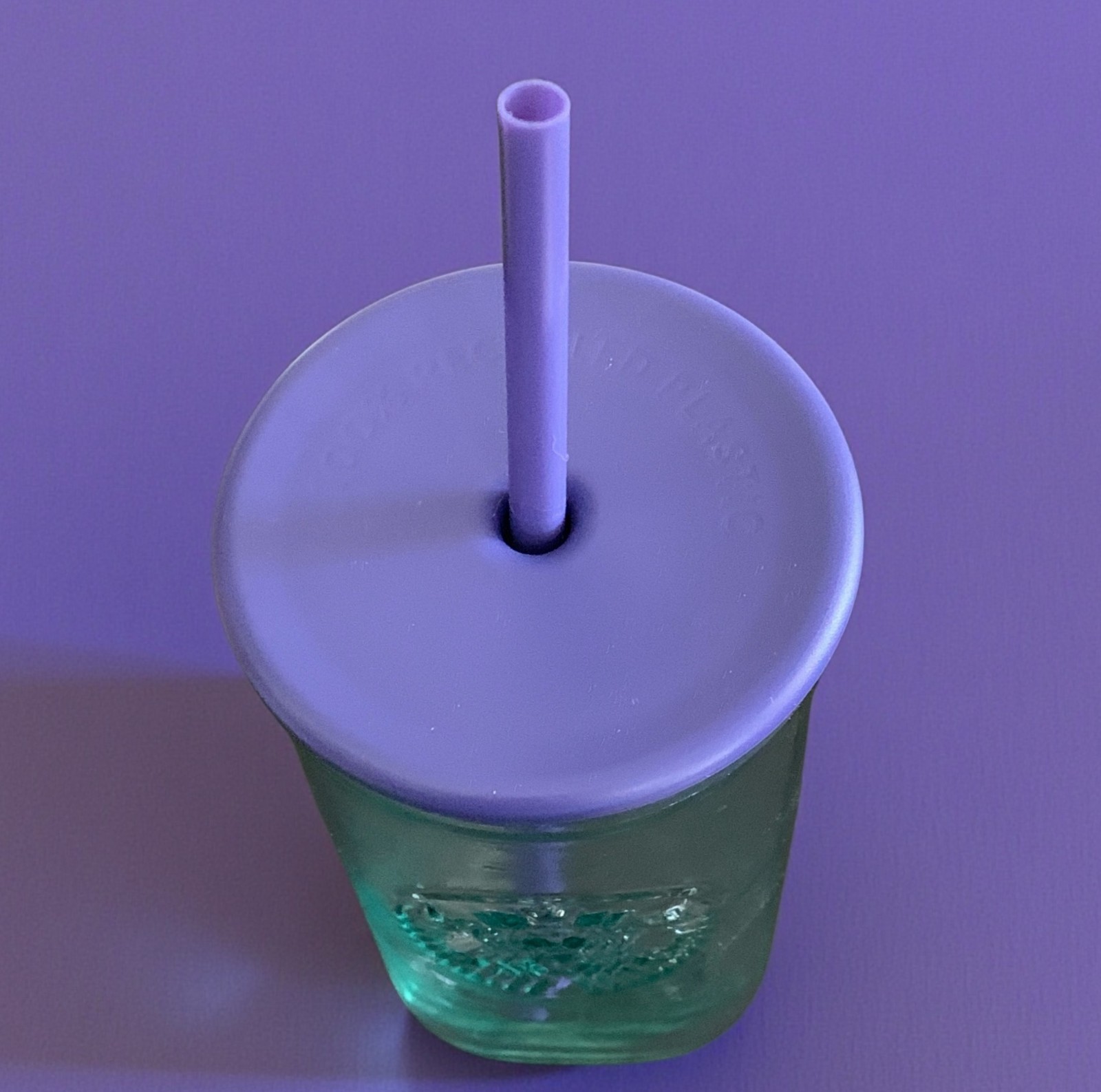 Starbucks Recycled Glass Triangle Bottom Purple Lid Cold Cup Tumbler 16oz Grande