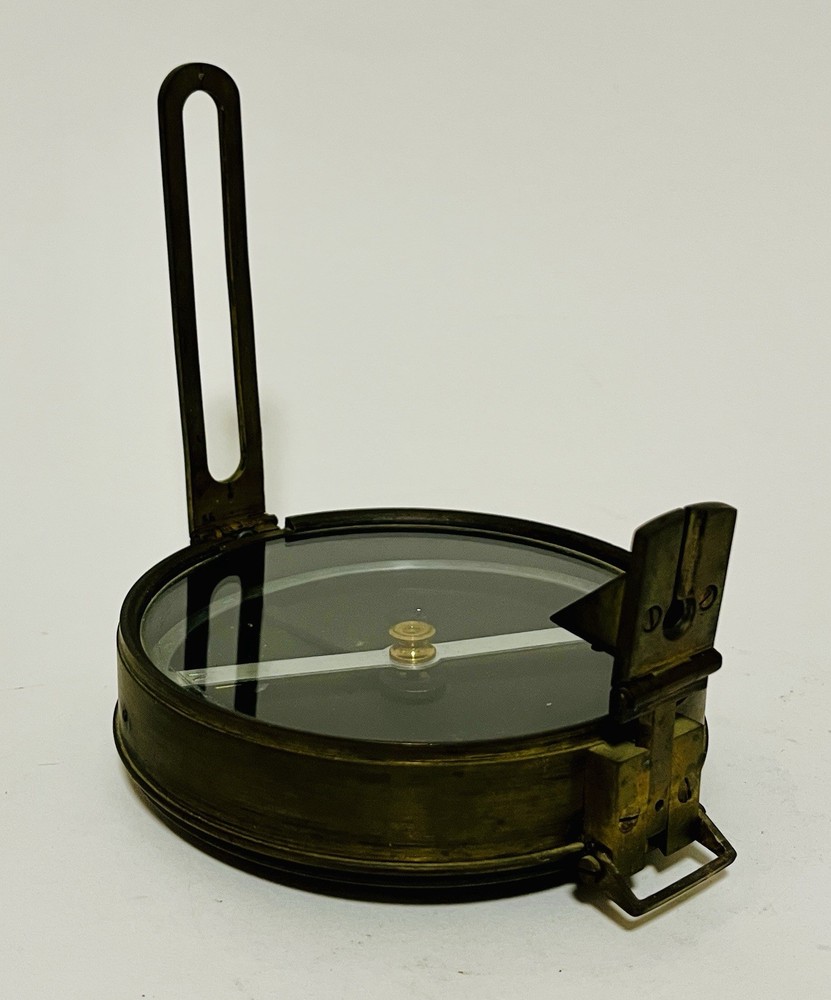 Original Antique Brass Surveyors Compass with Sighting Vane