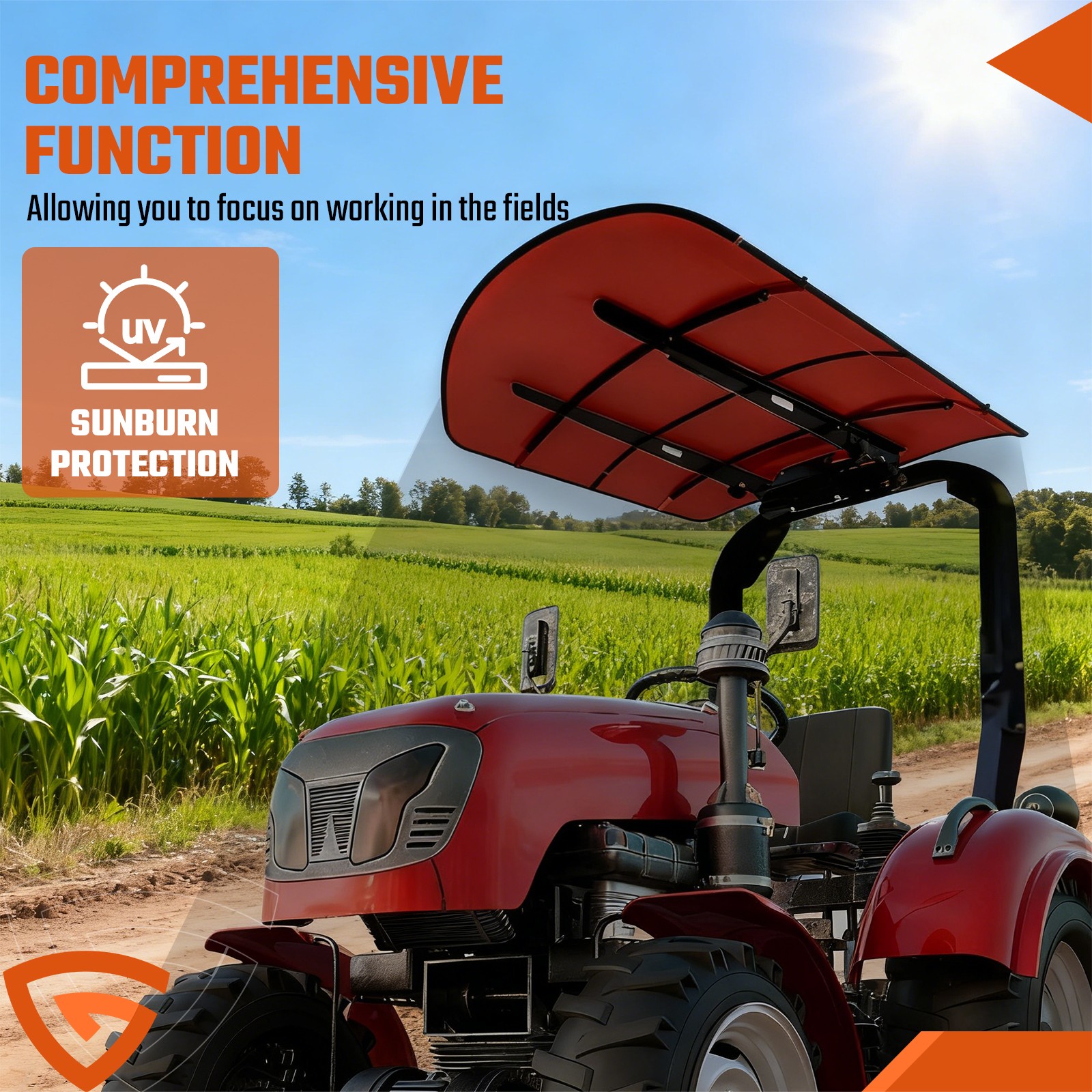 Shield Tuff Top Tractor Canopy For 2" x 2" or 2" x 3" ROPS 48" X 52" Red NEW