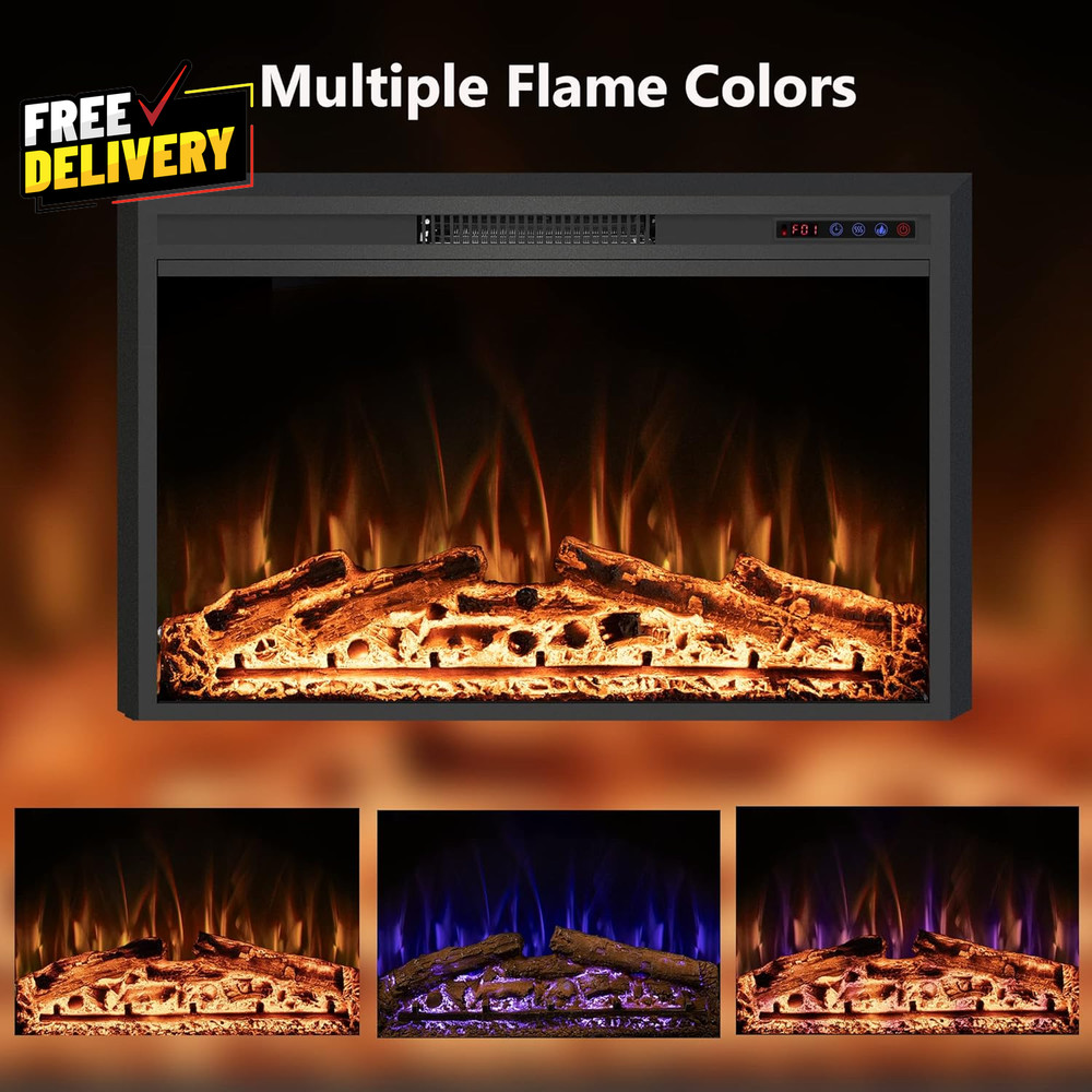 40 Width Electric Fireplace Inserts with Adjustable Flame Colors Fireplace Heate