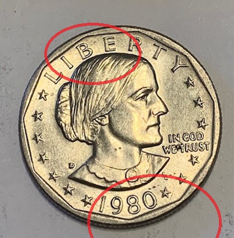 1980 Susan B Anthony with Two (2) Mint Errors  RARE COIN!