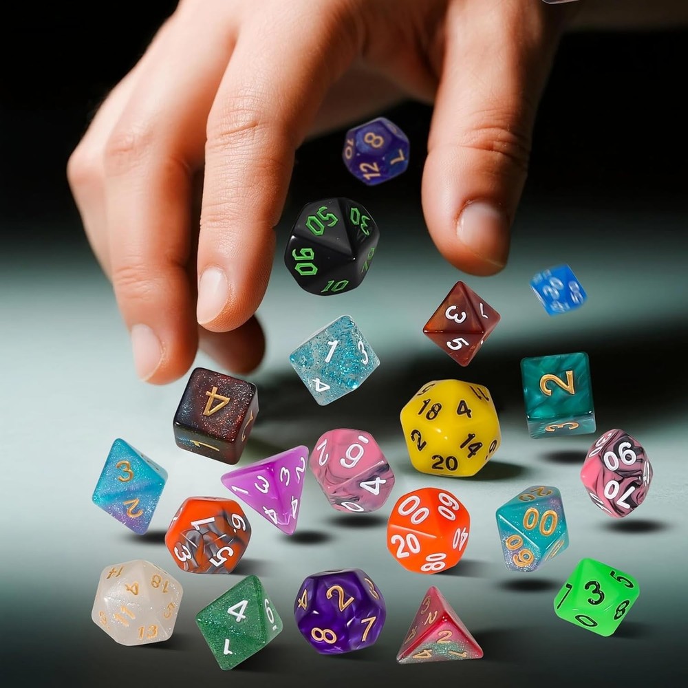 Complete 30 Sets Polyhedral Dice Collection with Large Drawstring Bag - 210pcs