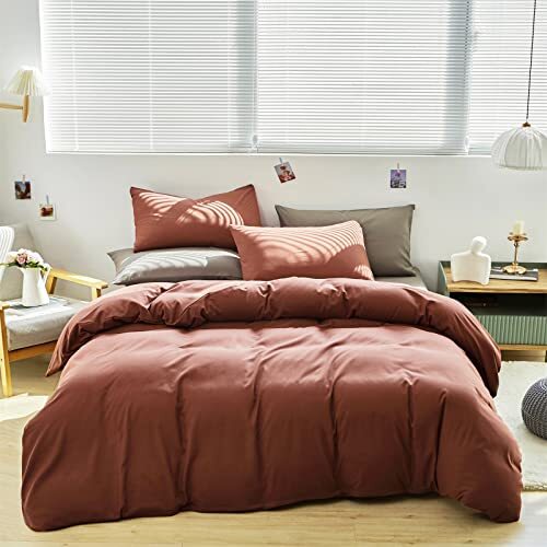 Brick Red Comforter Set Dark Red Bedding Comforter Set Solid Queen 1-brick Red