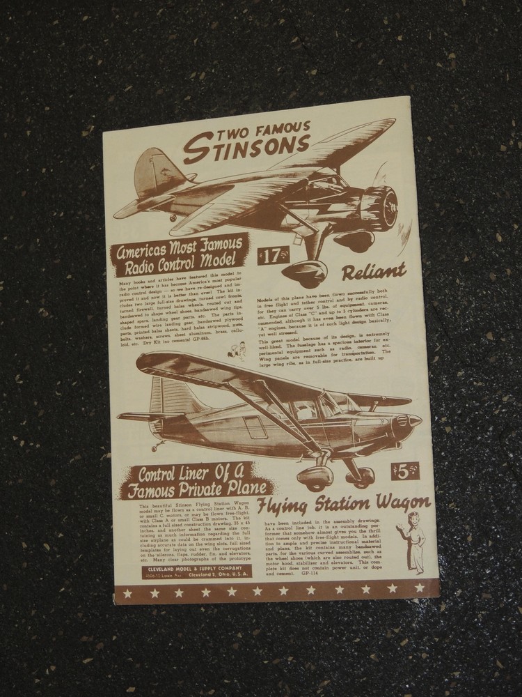1949 Cleveland Models for '49 Model Airplane Catalog