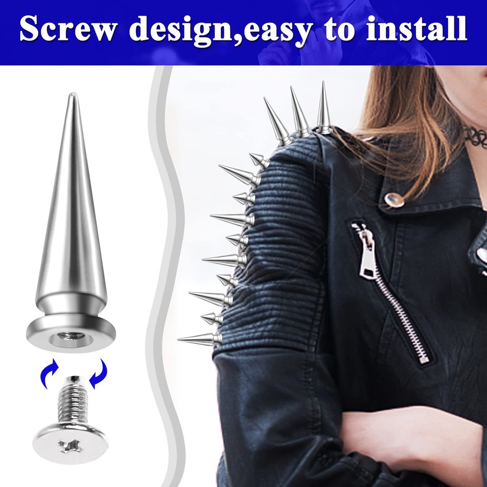 200 Sets Cone Spikes Silver Screwback Studs Rivets Leather Craft DIY
