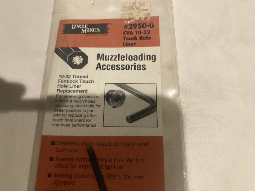 Uncle Mikes Muzzleloading Accessory 10-32 Thread Touchhole Liner Replace 2950-0