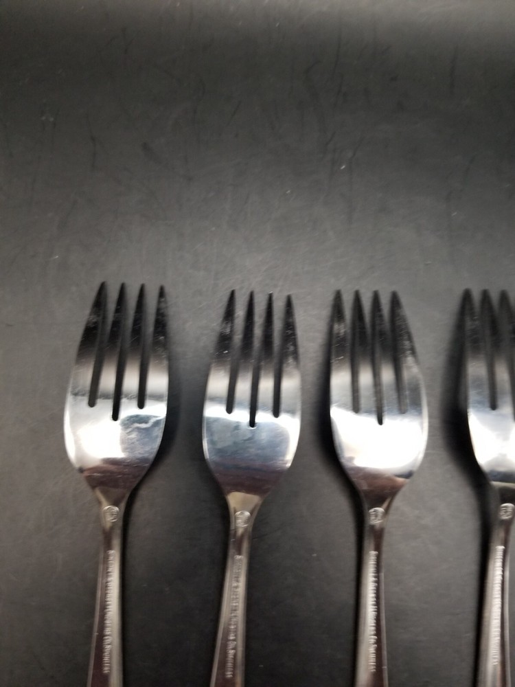 Vtg 4 MCM Onieda spring leaf silverware/ flatware salad forks
