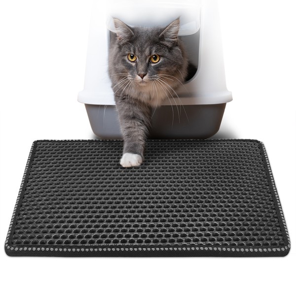 Black Cat Litter Mat, Double Layer Waterproof Millet Scratch Pad