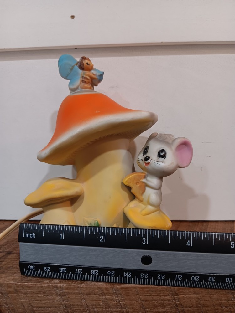 Vintage Lefton Mouse Mushroom Butterfly Ceramic Nightlight Light MCM