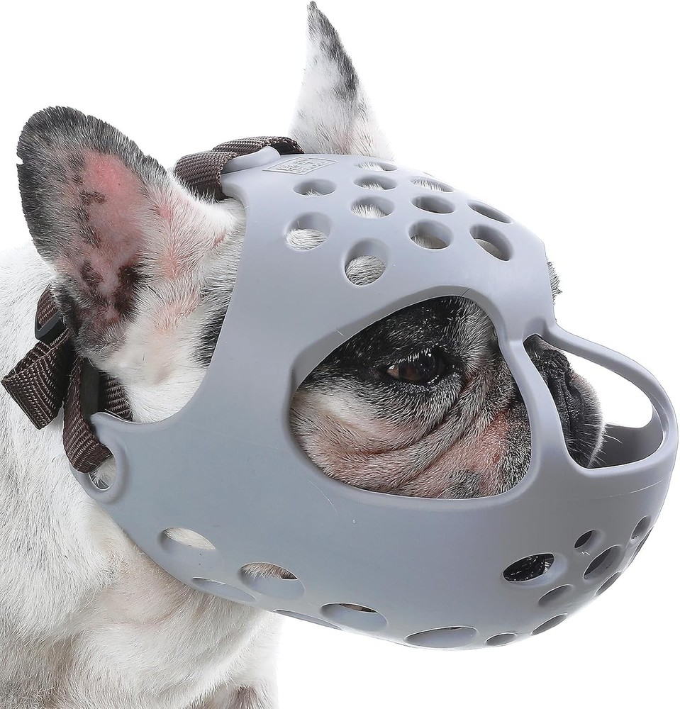 BARKLESS Short Snout Dog Muzzle, Soft M（Head 15-16½）, Gray