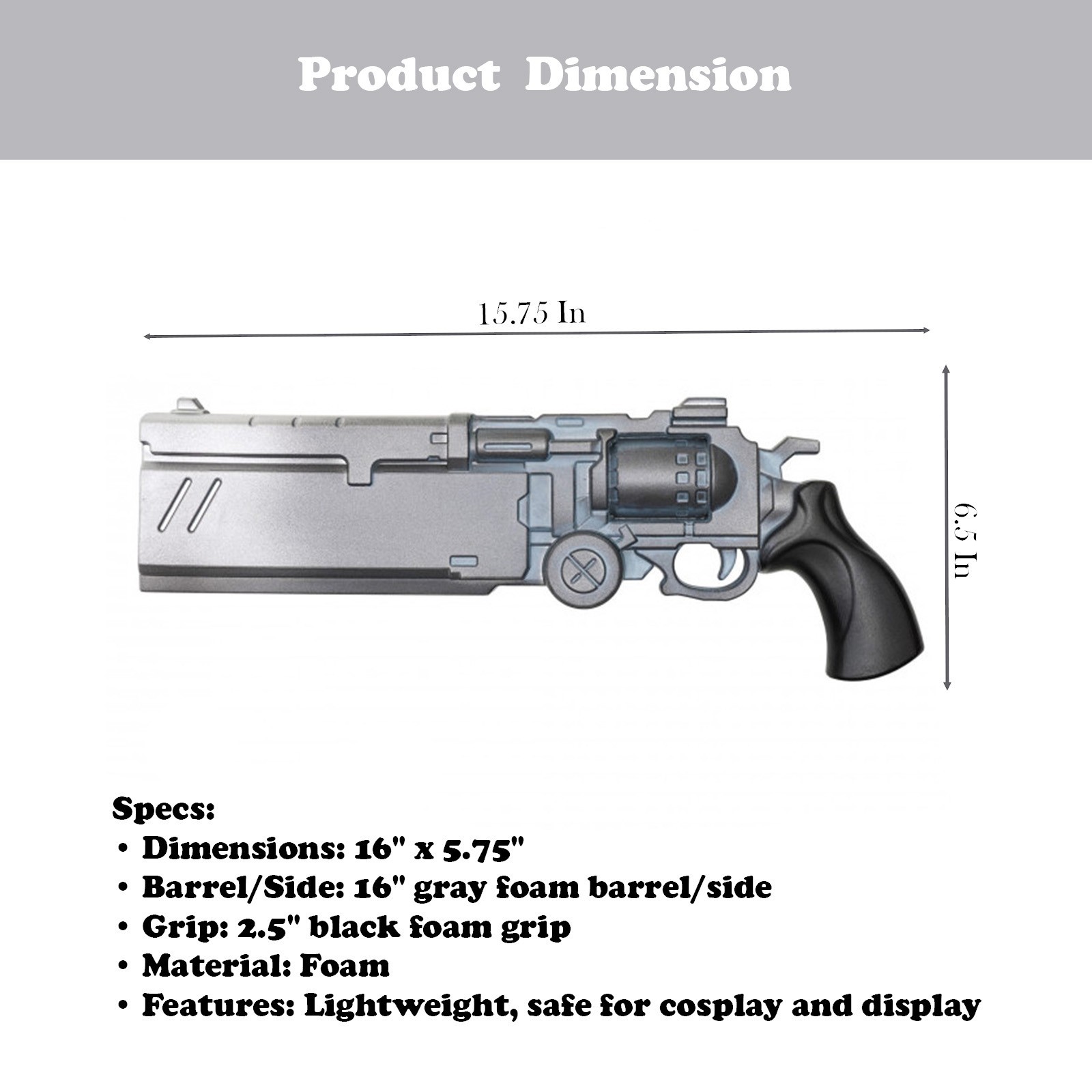 Trigun Stampede VASH’s Revolver Foam Replica | 16” Collectible Cosplay Prop