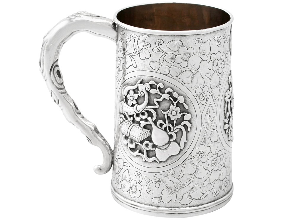 Chinese Export Silver Mug Antique Circa 1850