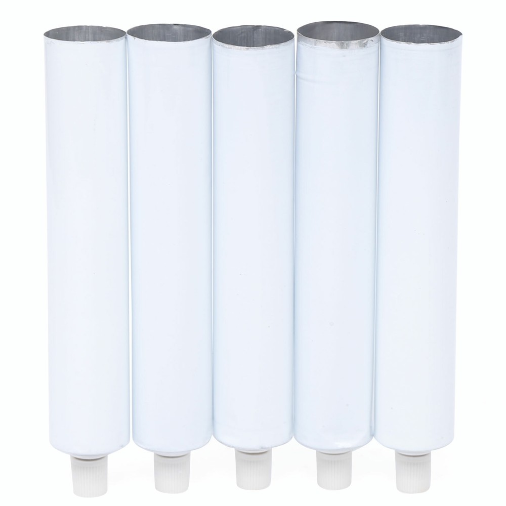 100Pcs Empty Toothpaste Tubes 100ml Aluminum w/ Needle Cap Reusable White