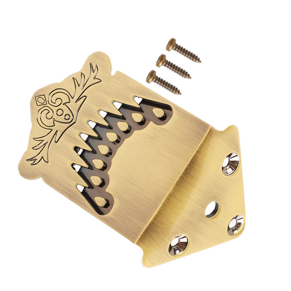 8 String Mandolin Tailpiece Feather Pattern Metal Bronze Color Mandolin