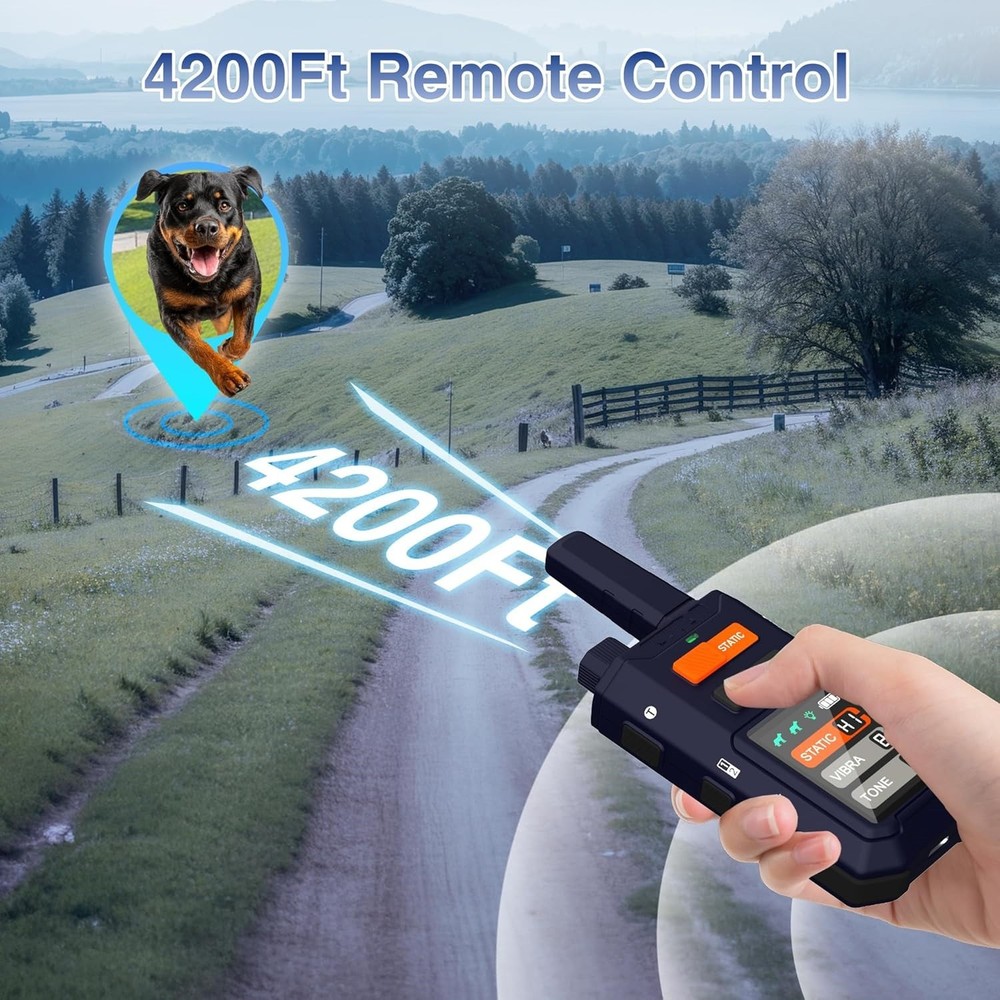 Dog Training Collar with Remote, 4200FT E-Collar with LED Light, 3 Training Mode