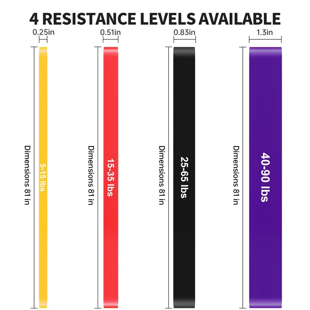 Pull Up Assistance Bands Set 5 LBS - 90 LBS, Long Resistance Bands for Pull U...