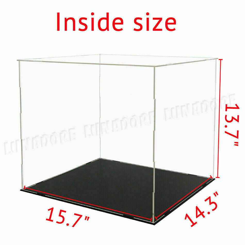 US 16"/40cm Acrylic Plastic Display Box Big Perspex Case Dustproof Self-Install