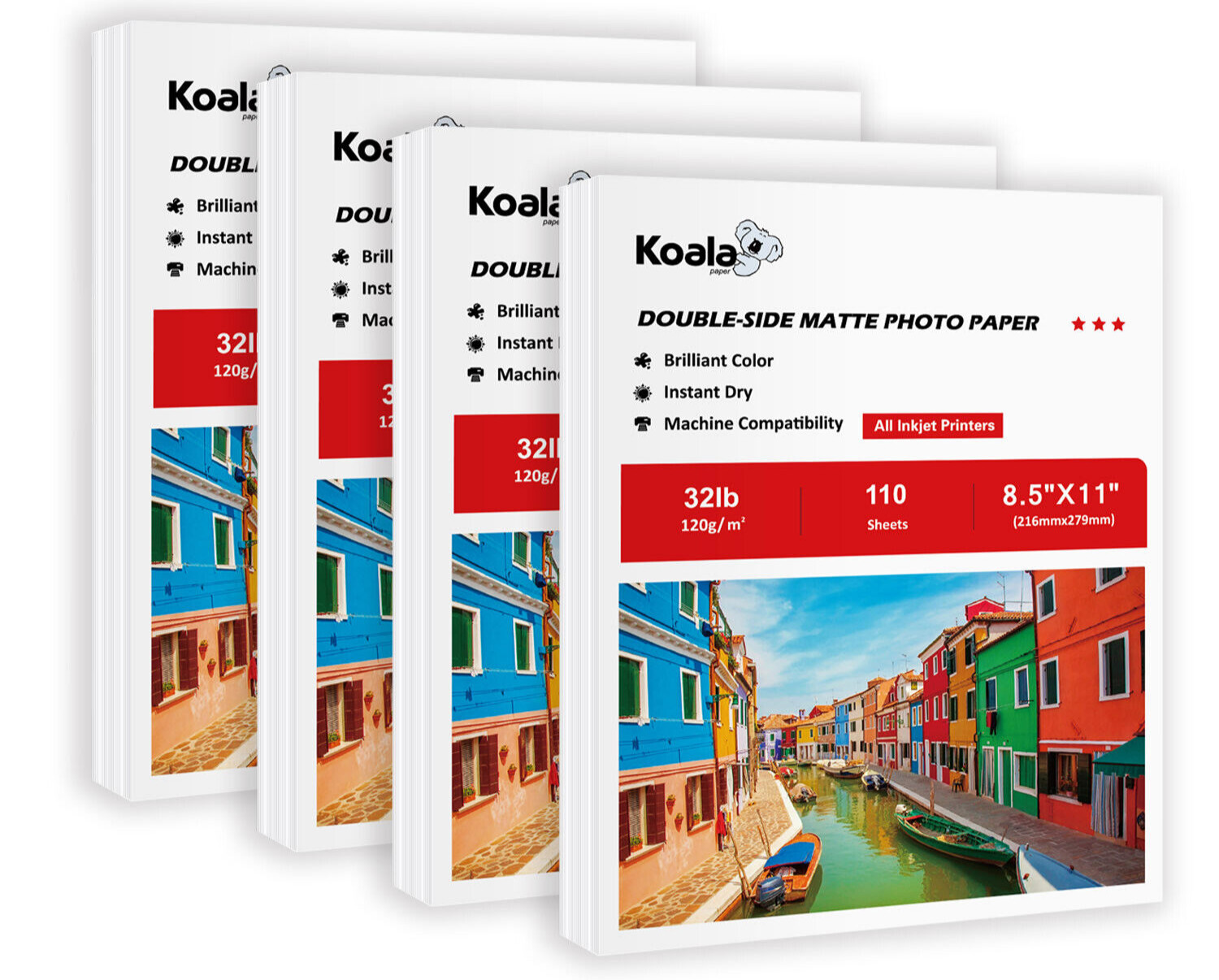 440 Sheet Koala Inkjet Photo Paper 8.5x11 32 lb Double Sided Matte 120g Brochure