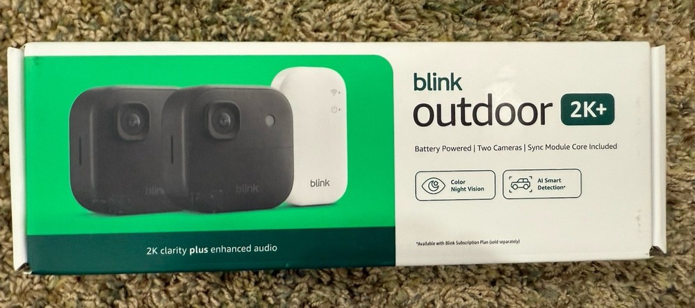 Blink Outdoor 2K+ Wireless Smart Security Camera 2Cam Black Battery Sync Module