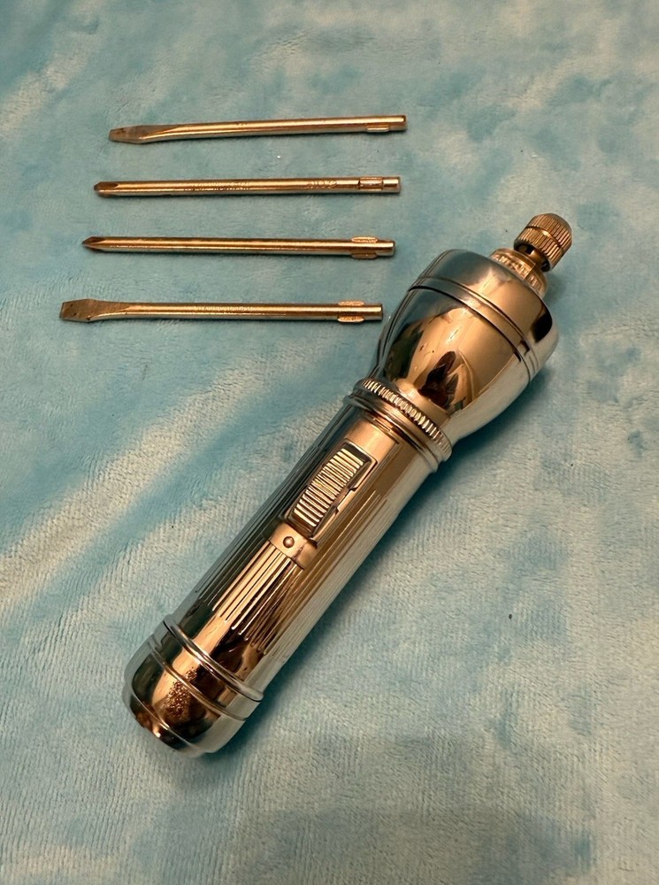 Vintage Flashlight Screwdriver Combination Screwdriver Bits & Case Sunrise Japan