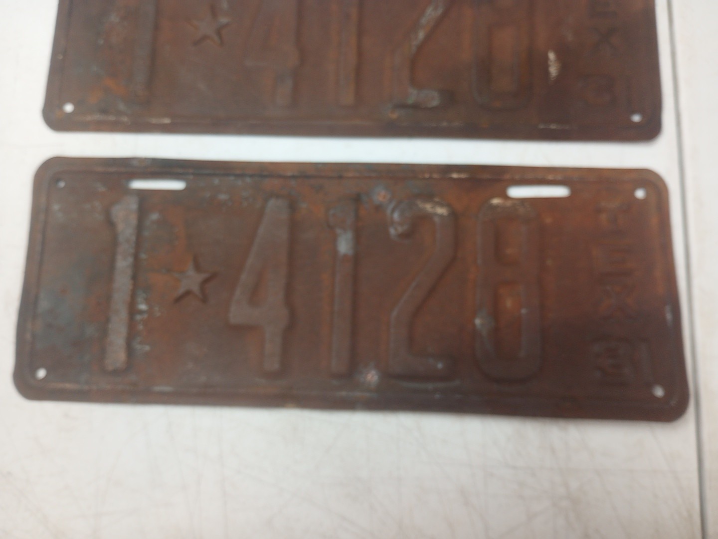 1931 Texas License Plate Set Pair Vintage 1*4128