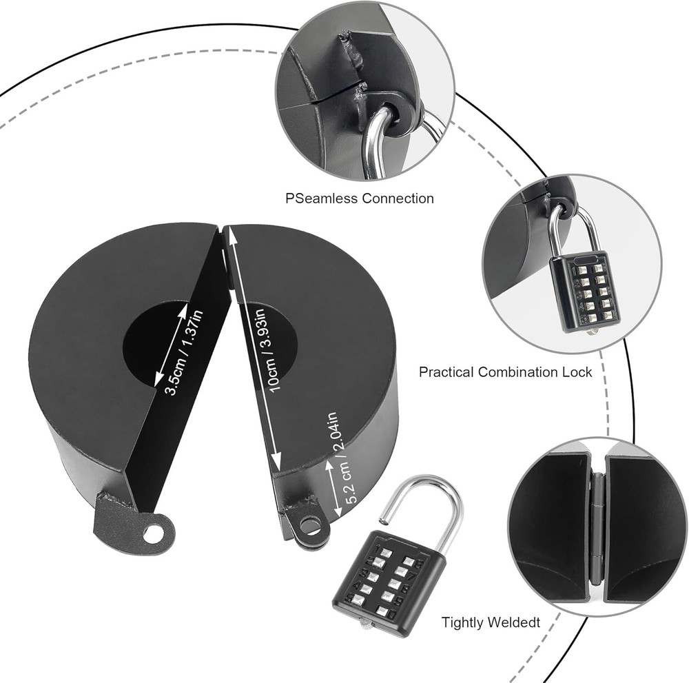 2 Pack Door Knob Lockout Device with Padlock,Temporary Black-2