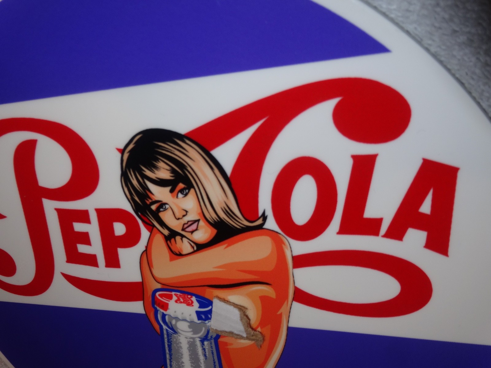 VINTAGE SPARKLING PEPSI COLA SODA BOTTLE &👩 WOMAN 12" METAL GASOLINE & OIL SIGN