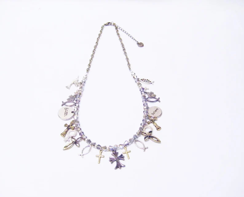 Assorted Crosses/Religious Emblem Necklace/Earrings Set