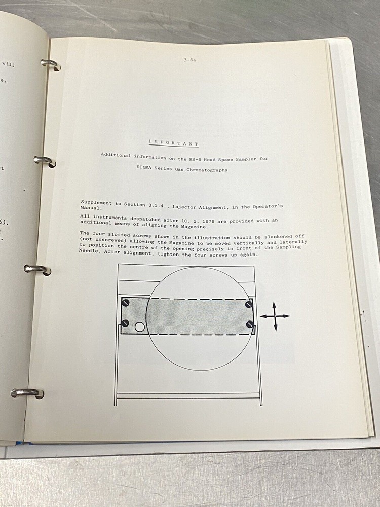 Perkin Elmer PE HS-6 Head Space Sampler - Users Guide / Manual