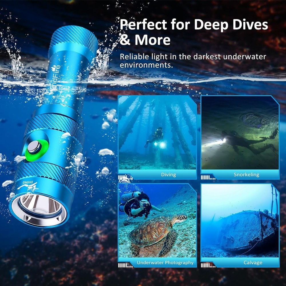 Scuba Diving Light – Super Bright Diving Flashlight with 3 Modes & Power