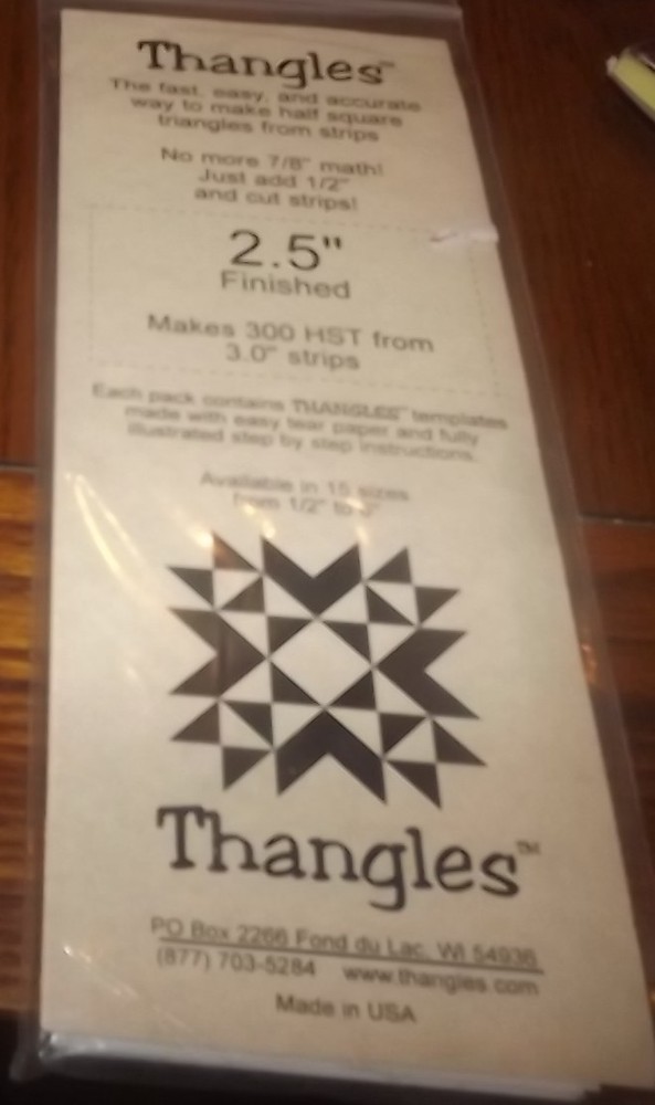 Quilting Template Thangles Paper Template 2.5 NIP