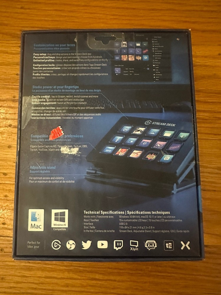 Elgato Stream Deck Live Content Creation Controller Black 15 Keys Open Box Mk2