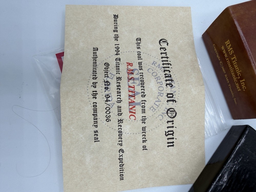 Authentic Titanic Coal - With Certificate