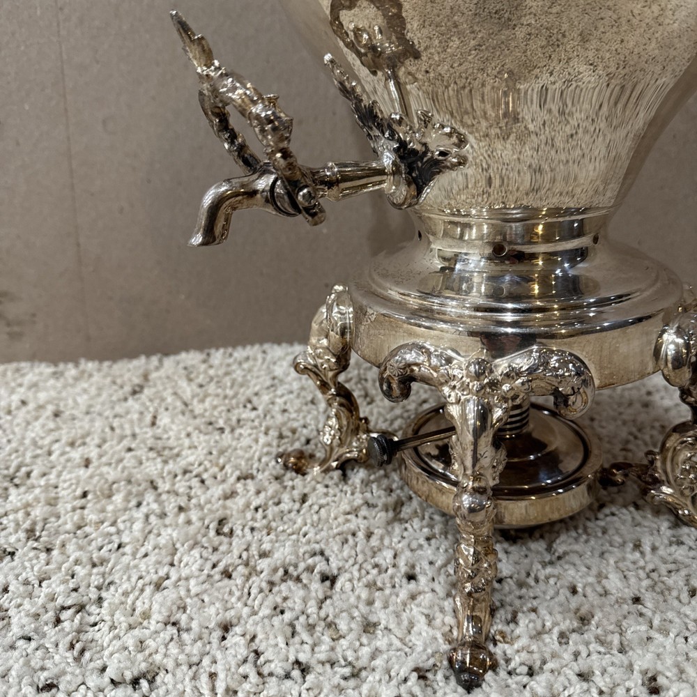 Silverplated (Silver On Copper) Teapot / Coffee Urn w/ Burner