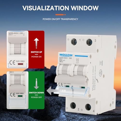 DC 2 Pole Miniature Circuit Breaker, 1000Vmps, C40 Scene Visualization 40A