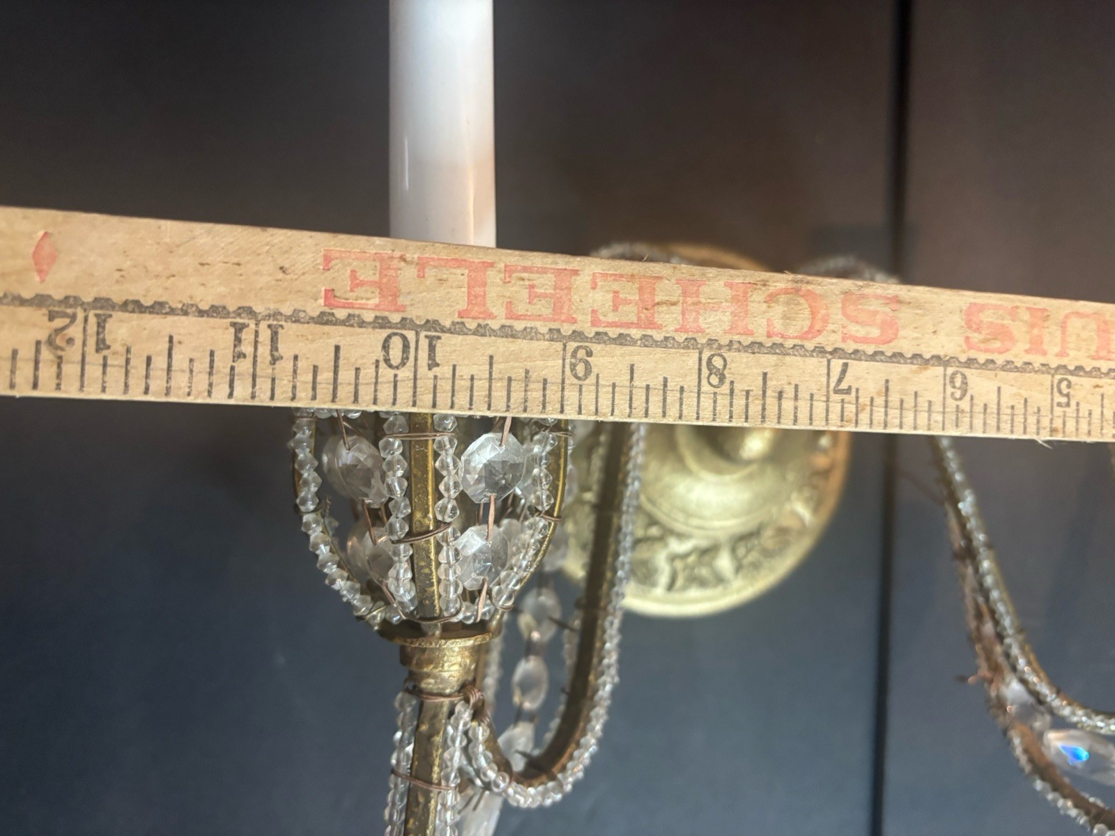 Pair Double Arm Wall Sconces Crystals Beaded Antique Style