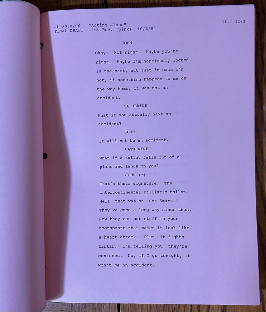 The John Larroquette Show Final Draft Script “Acting Alone” #030/06 October 1994