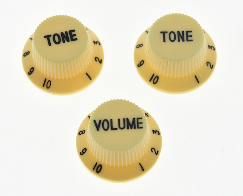 Cream/Black Numbers ST Guitar Knobs Volume and Tone Knobs fits Fender Strat