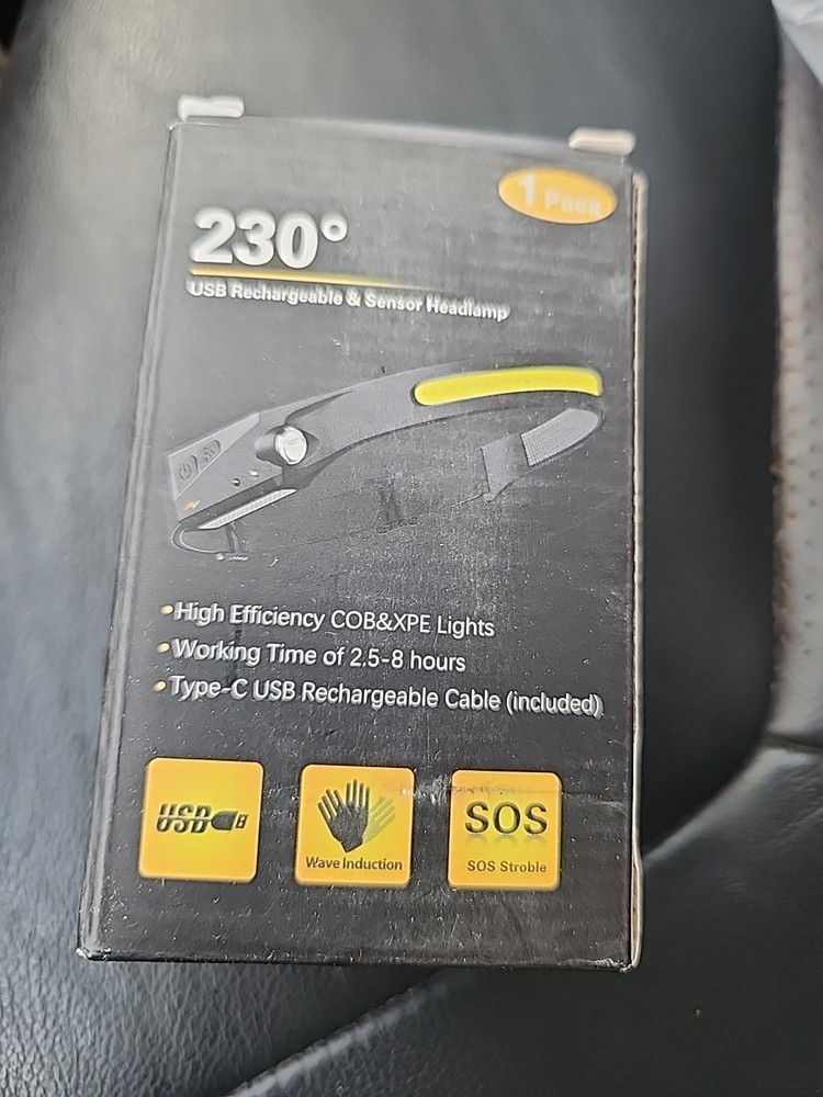 230 Degrees USB Rechargeable & Sensor HeadlampW/USB  2.5-8hrs New 005